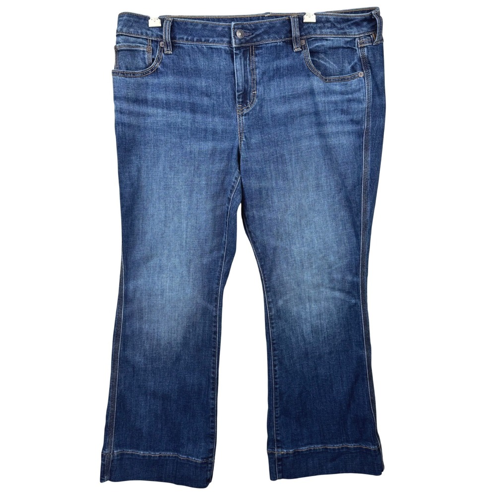 American‎ Eagle Super Low-Rise Kick Boot Jeans 16 SHORT Women Blue Stretch Flare